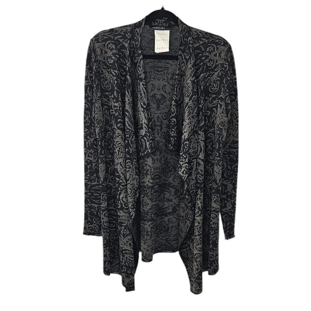 Marc Cain Womens Waterfall Open Front Wool Cardigan Size NO. 4 US 10